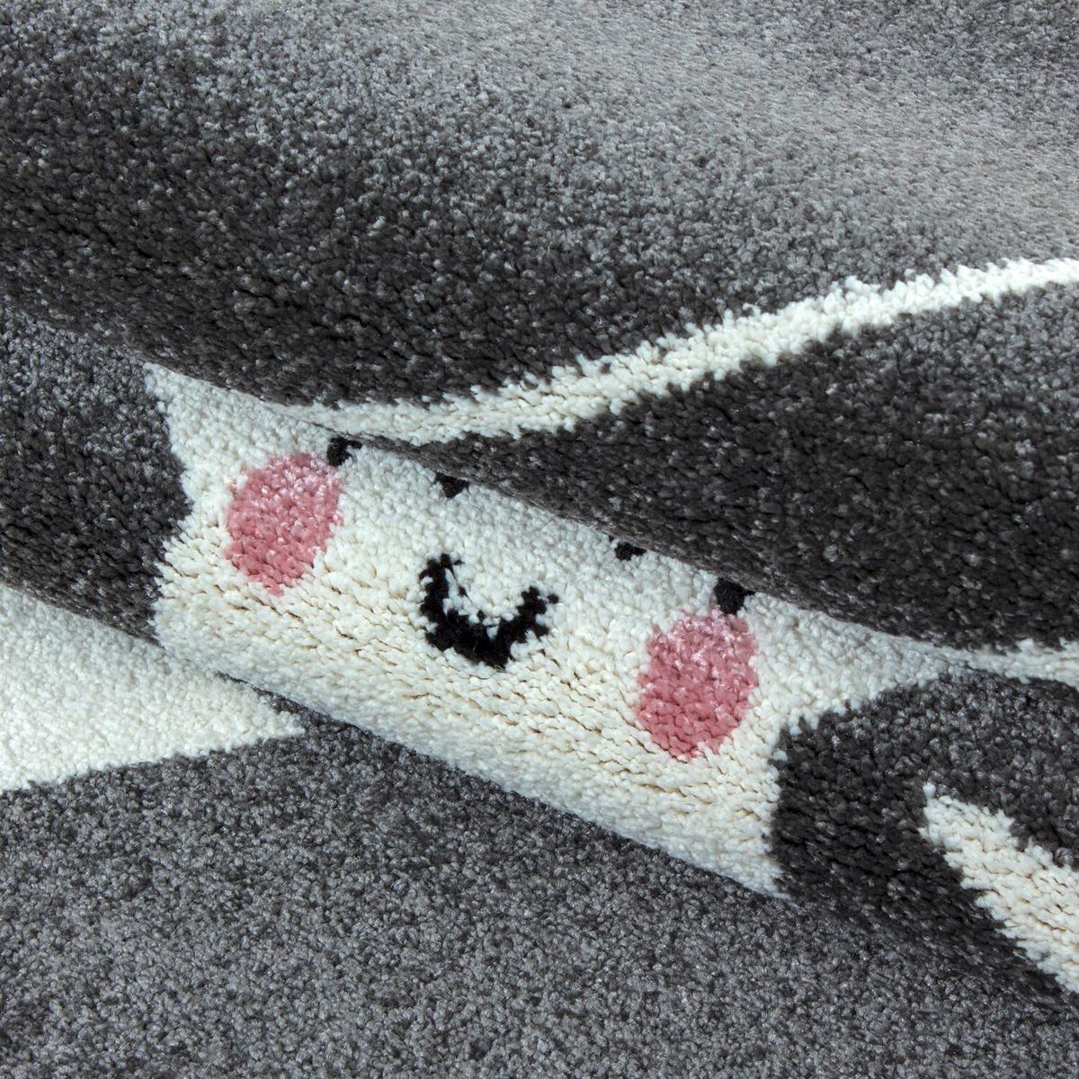 Kinderteppich Rund Stern Grau/weiß Kids Ø 120 Cm - Weiß/Grau, Trend, Textil (120cm)