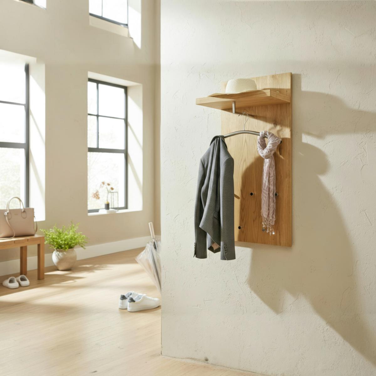 Wandgarderobe Paolo Eiche-/Alufarben 49cm - Eichefarben/Alufarben, Basics, Holz/Holzwerkstoff (49/100/31cm) - Livetastic