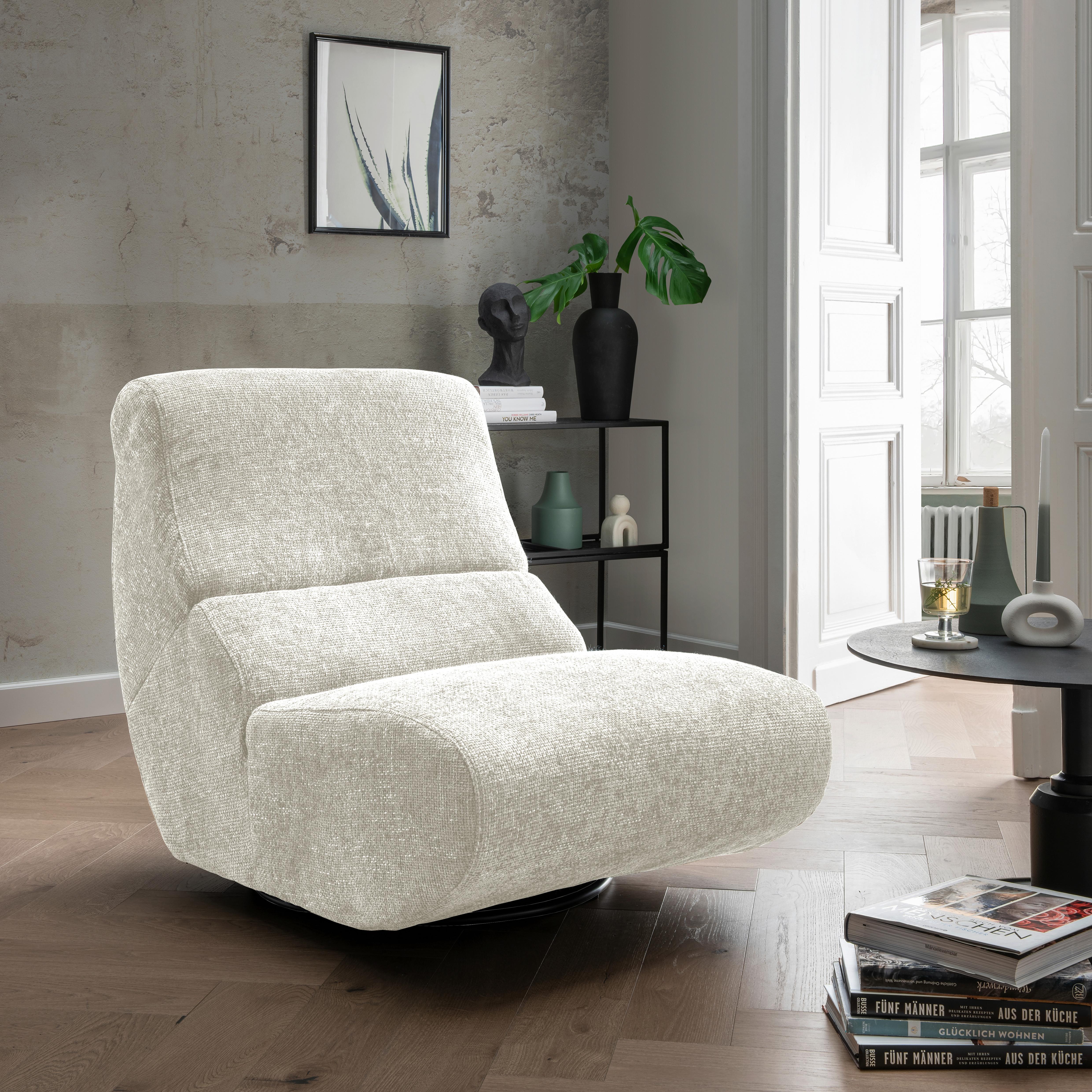 Sessel Lucera Weiß 360° Drehbar, B: 74 Cm - Schwarz/Weiß, Design, Textil (74/85/105cm) - Livetastic
