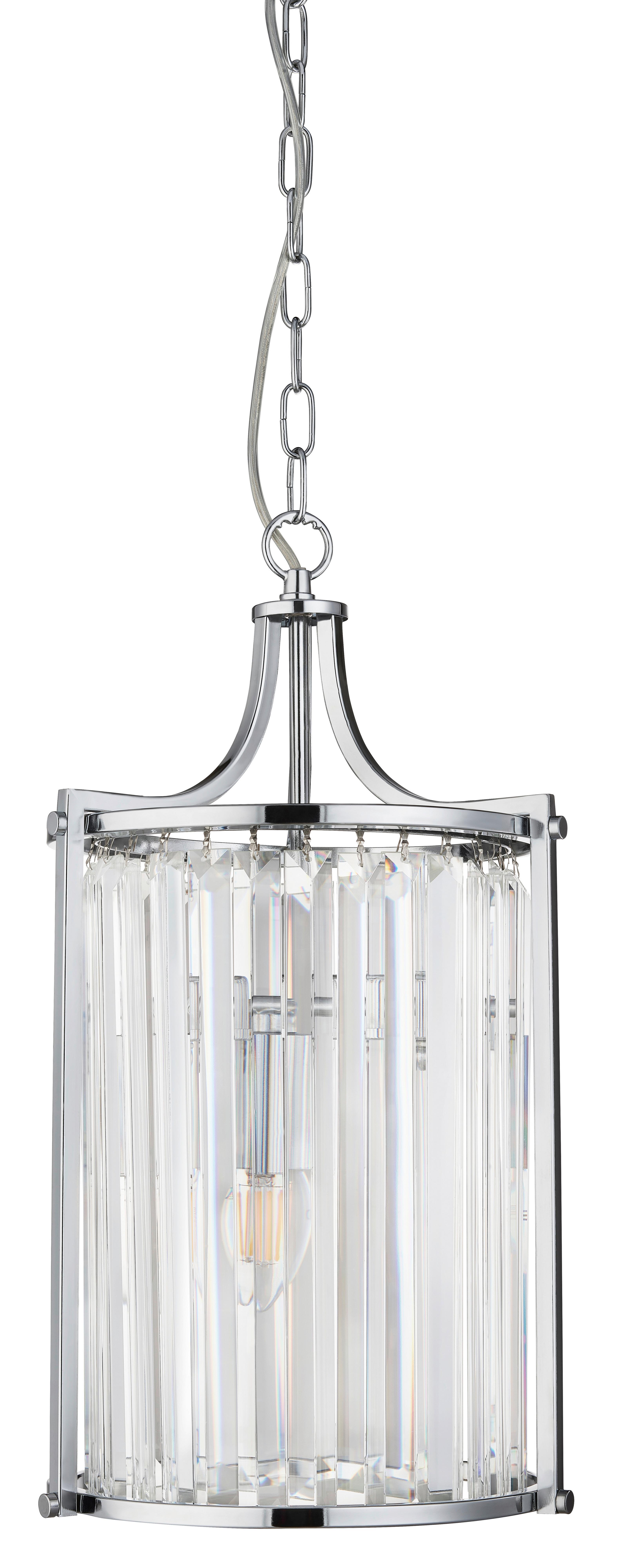 Hängeleuchte Victoria H: 150 Cm 2-Flammig - Chromfarben, Design, Glas/Metall (26/150cm)