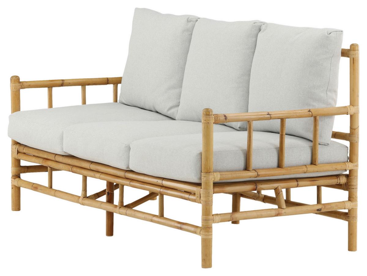 Loungesofa Cane - Hellbraun/Creme, KONVENTIONELL, Holz/Textil (180/88/77cm) - Gardenson