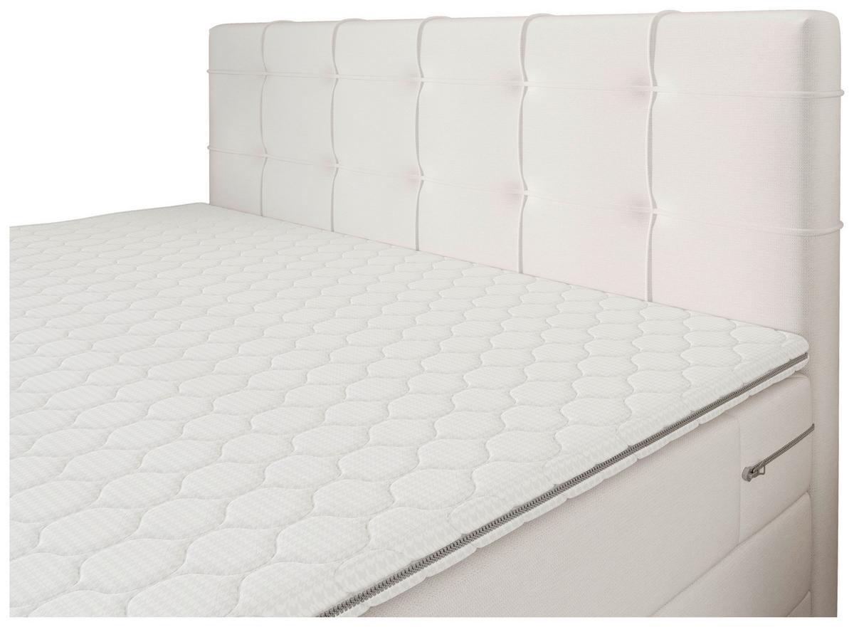 Boxspringbett Mitto mit Topper 180x200 cm - Creme/Schwarz, KONVENTIONELL, Textil/Metall (180/200cm)