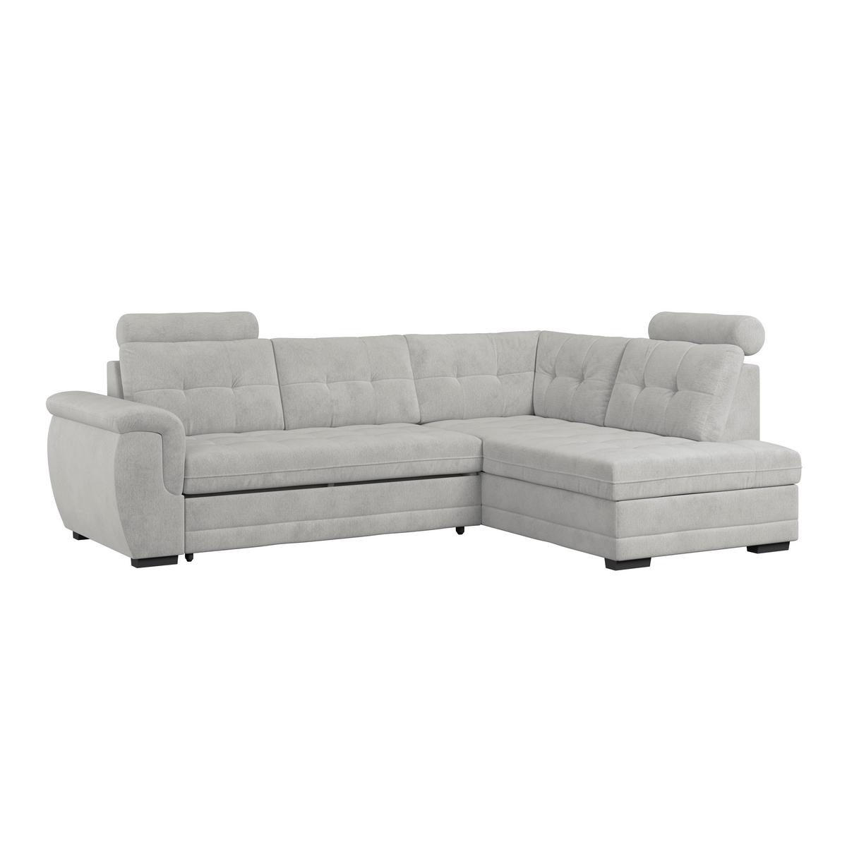 Ecksofa mit Schlaffunktion Falco new Silber 251x183 cm - Silberfarben/Schwarz, KONVENTIONELL, Textil (251/183cm) - Ondega