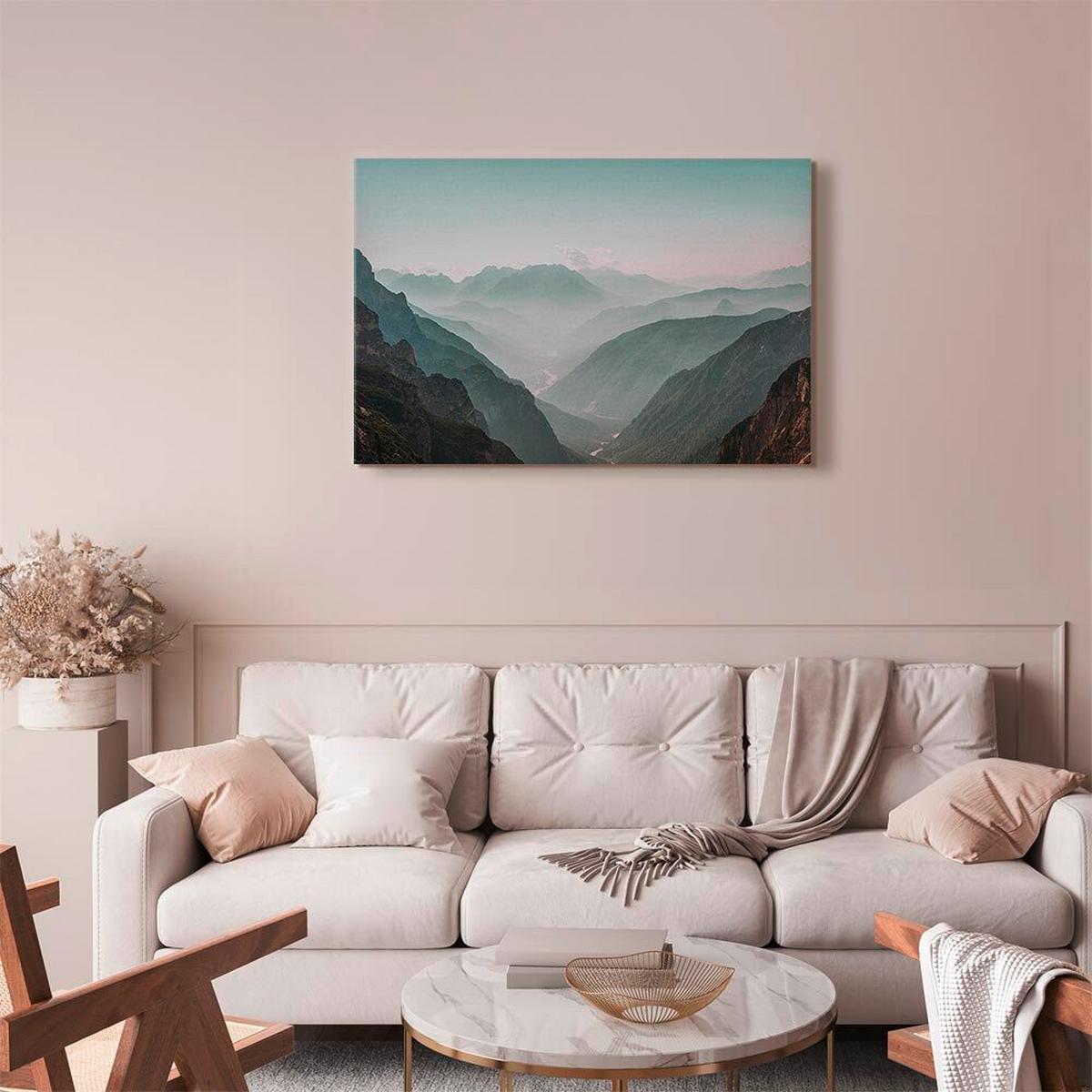 Leinwandbild Mountain Schwarz Grauweiß B: 90 cm - Grauweiß/Schwarz, Basics, Holz/Textil (90/60/1.2cm) - artgeist