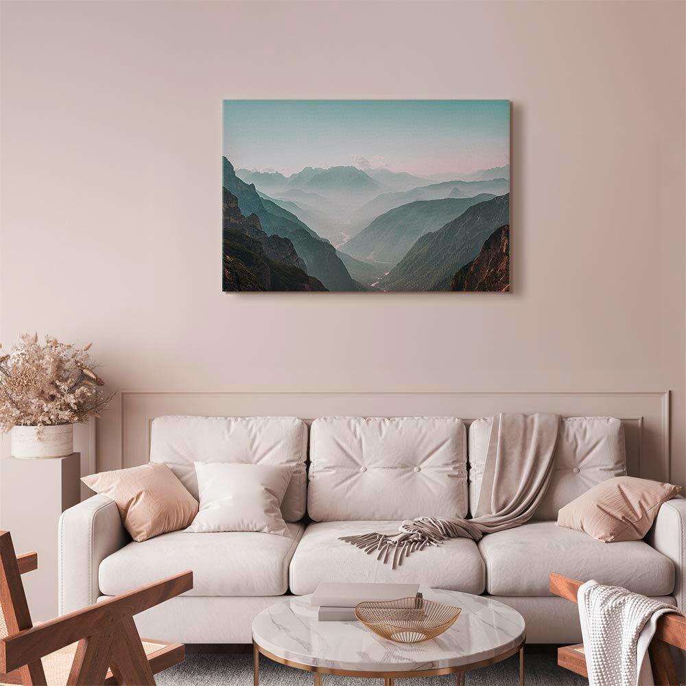 Leinwandbild Mountain Schwarz Grauweiß B: 120 cm