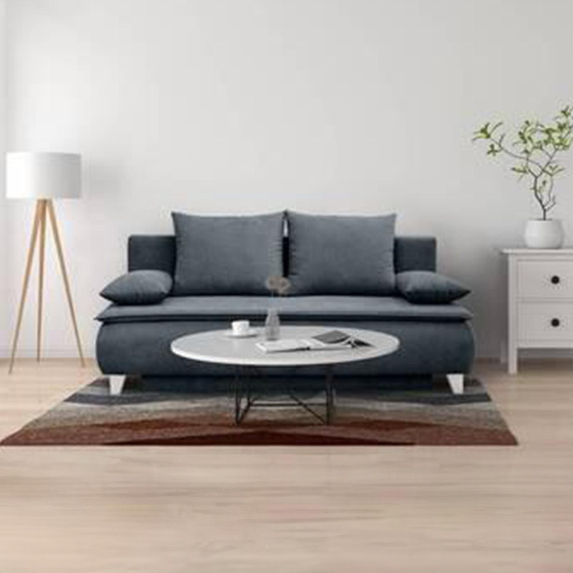 Boxspringsofa mit Schlaffunkt. und Bettkasten Mona Anthrazit - Anthrazit/Silberfarben, MODERN, Textil (208/100/106cm) - Luca Bessoni