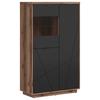 Vitrine Forn Glass-Door Cabinet - Eichefarben/Schwarz, Design, Glas/Holzwerkstoff (94/157/42,5cm)