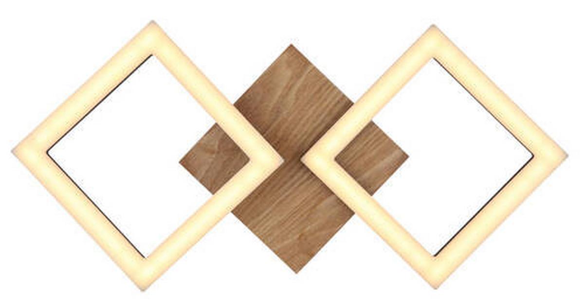 LED-Deckenleuchte 67280-18 - Dunkelbraun/Opal, Design, Holz/Kunststoff (46/22,5/7cm) - Globo