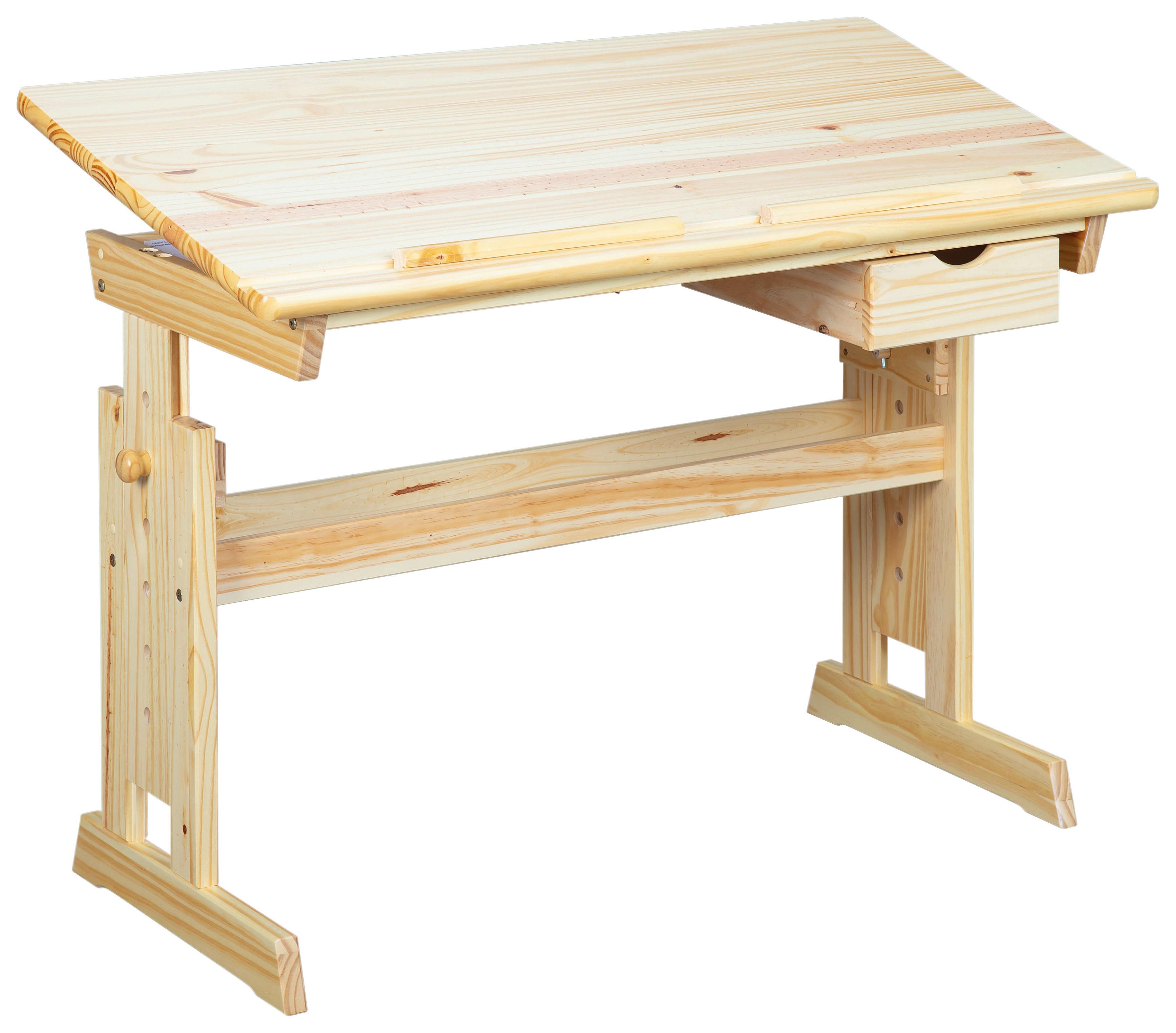 Jugendschreibtisch Massiv B 109cm H 63-96cm Julia Kiefer - Kieferfarben, Basics, Holz (109/55/63-96cm) - MID.YOU