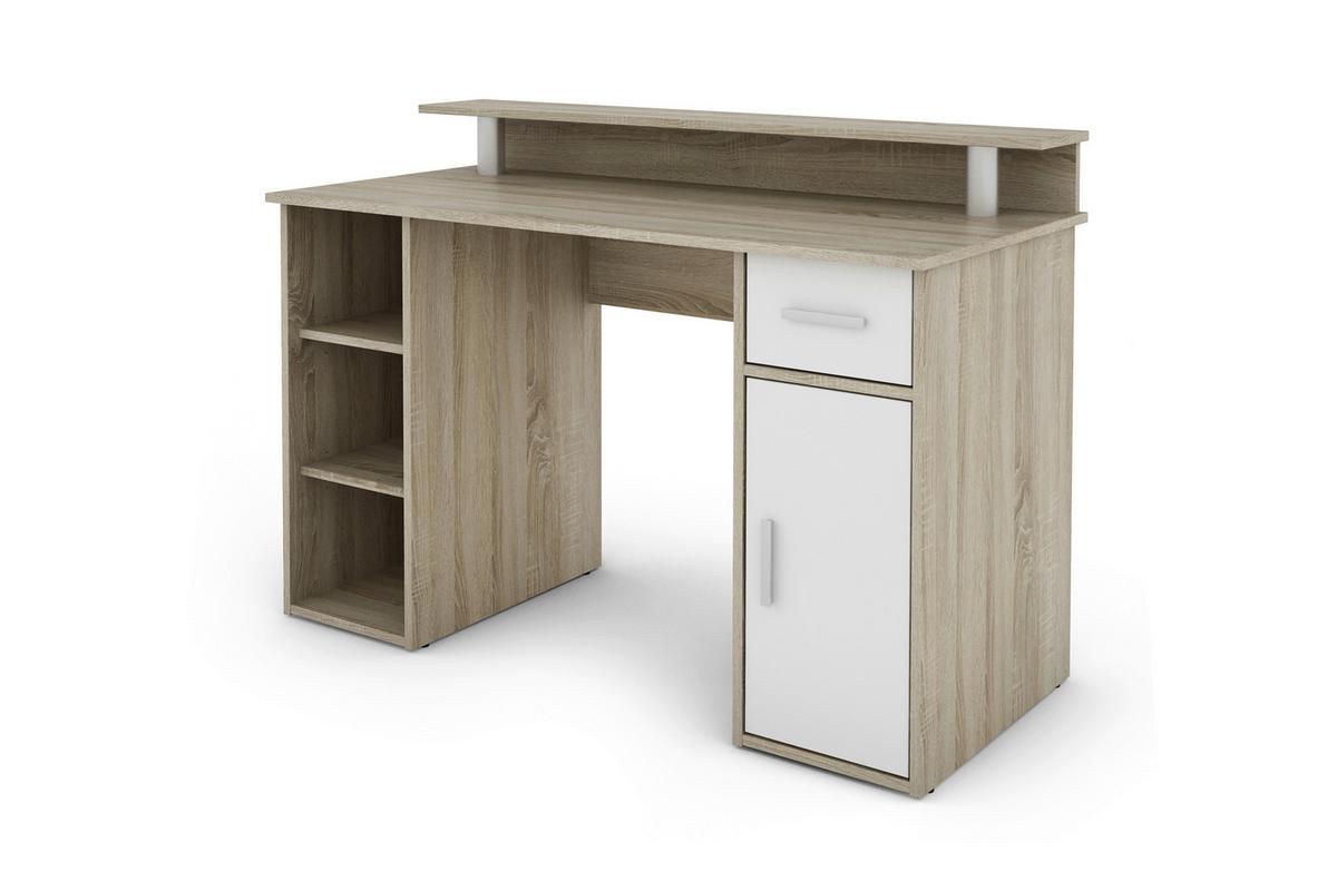 Schreibtisch Diego Sonoma Eiche Dekor B: 120 cm - Weiß/Sonoma Eiche, LIFESTYLE, Holzwerkstoff (120/55/88cm) - MID.YOU