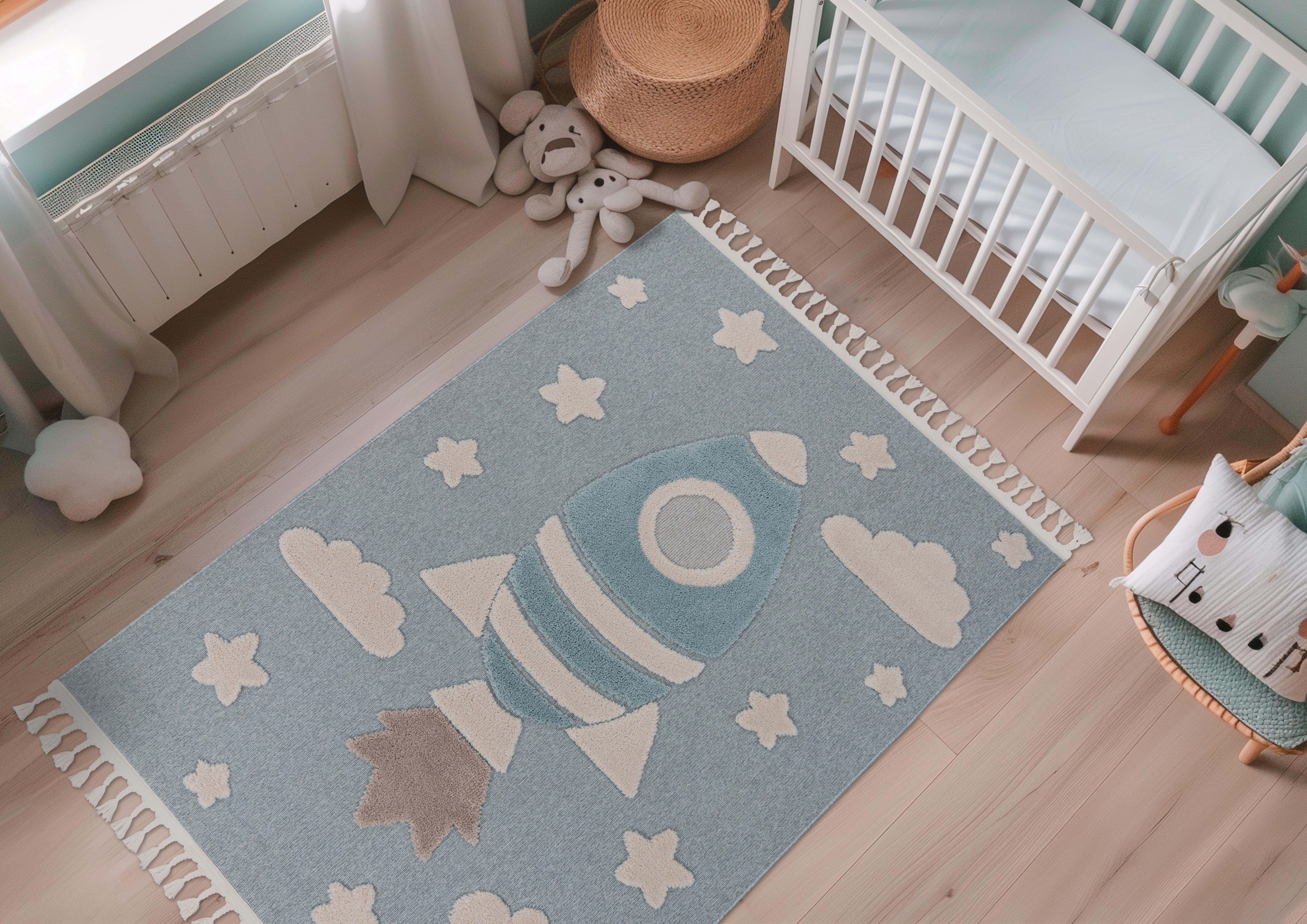 Flachwebteppich My Fano 391 Spac 120x170 - Blau/Multicolor, Basics, Textil (120/170cm) - Obsession