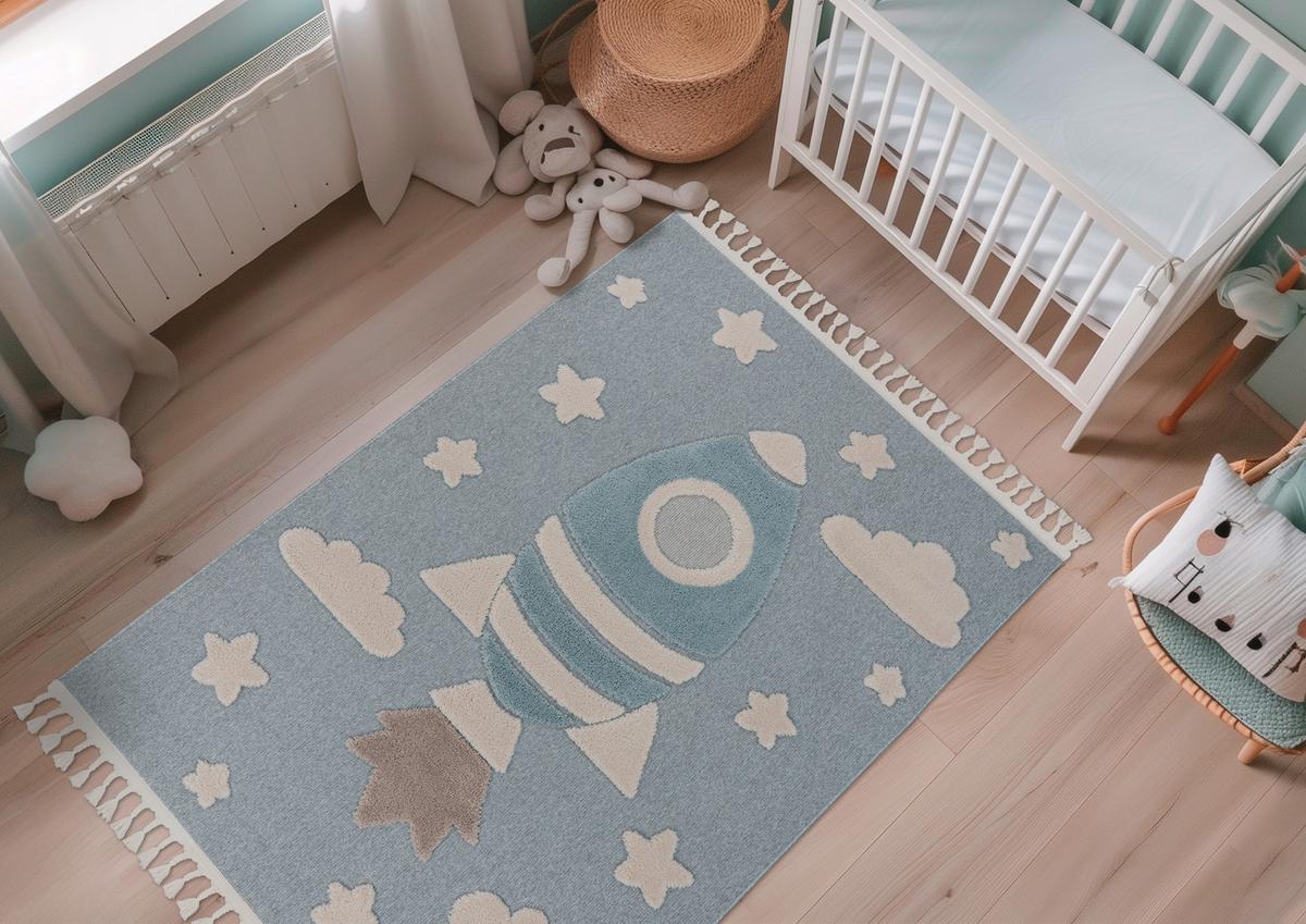Flachwebteppich My Fano 391 Spac 120x170 - Blau/Multicolor, Basics, Textil (120/170cm) - Obsession