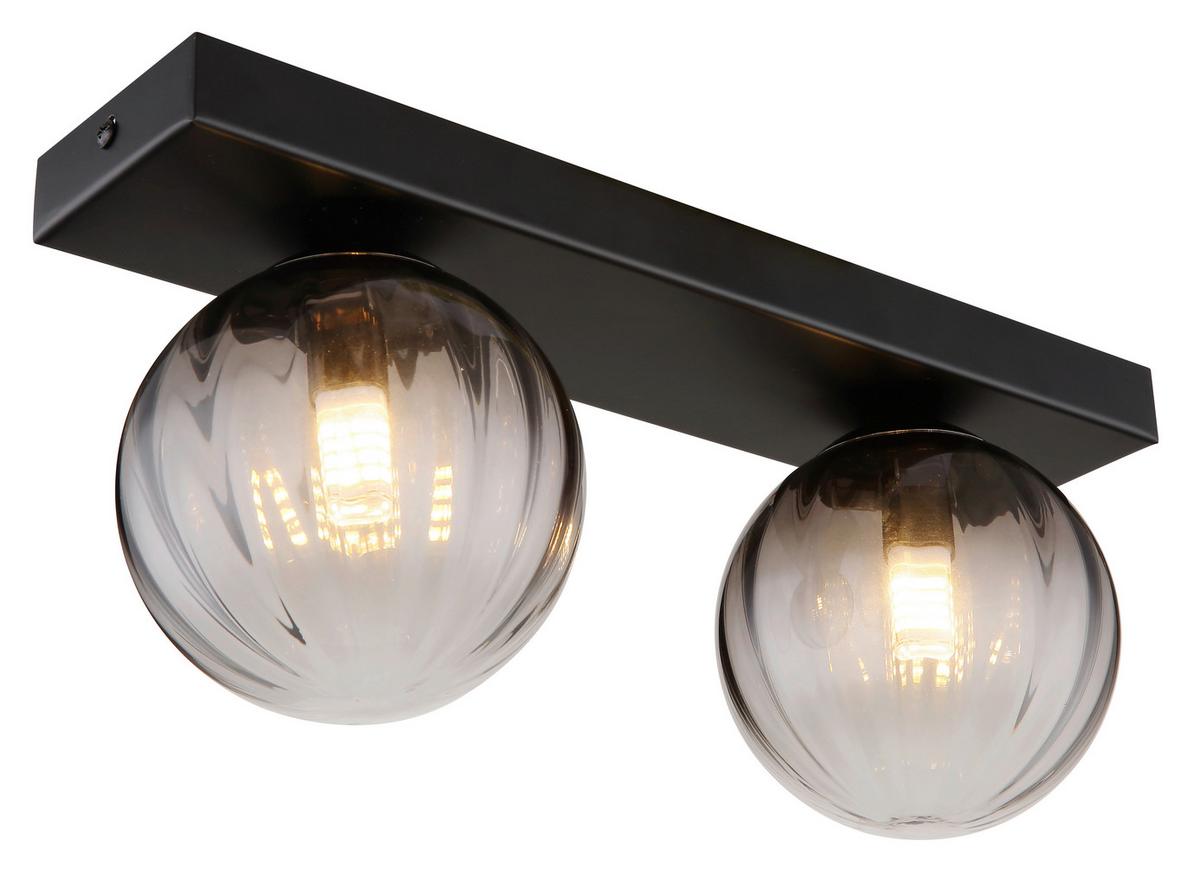 Wandleuchte 15216-2 - Klar/Schwarz, Design, Glas/Metall (35/12/15cm) - Globo