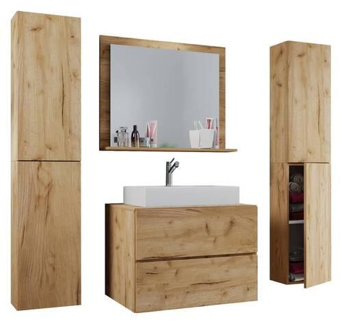 Badezimmer Lendas Honigeiche B: 127 cm - Honigeiche/Weiß, MODERN, Glas/Keramik (127cm) - MID.YOU
