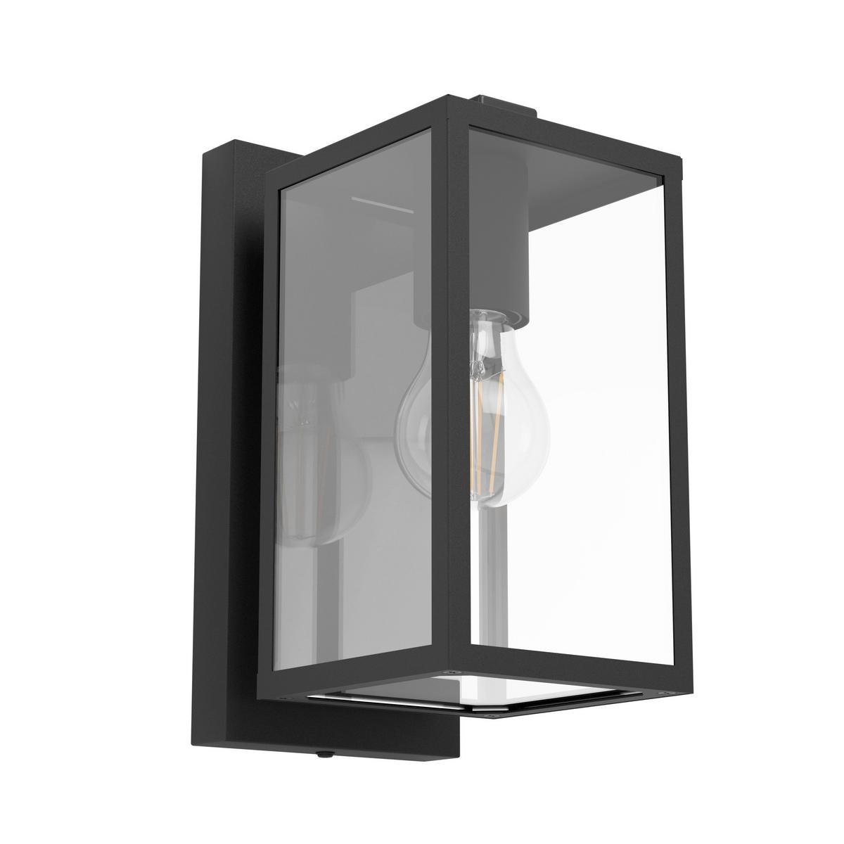 Außenleuchte Budrone 40 Watt Stahl/klarglas, Wandmonatge - Klar/Schwarz, KONVENTIONELL, Glas/Metall (16,5/12/27cm) - Eglo