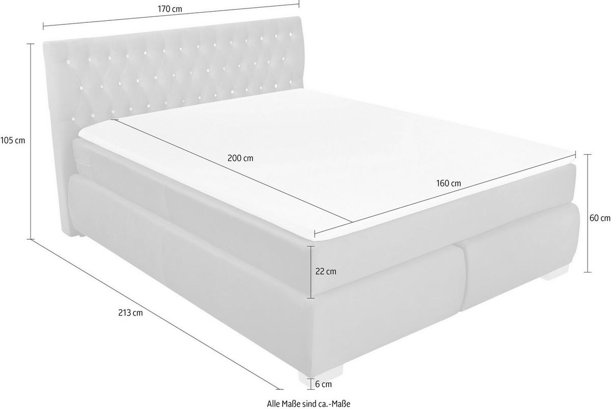 Boxspringbett Rumba Inkl. Matratze 160x200 - Platinfarben, Basics, Textil (160/200cm) - Livetastic