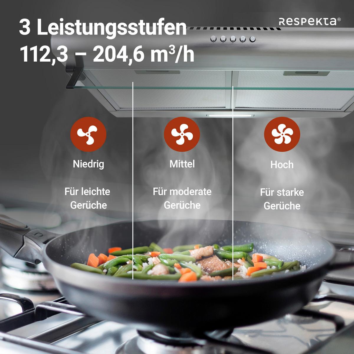 Dunstabzugshaube Tila Edelstahlfarben B: 60 Cm, Led - Edelstahlfarben, Trend, Glas/Metall (60/13/50cm) - Respekta