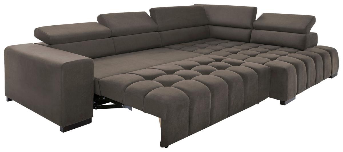 Eckschlafsofa Elias Neu Braun S: 307 Cm - Schwarz/Braun, Design, Textil (307/201cm) - Livetastic