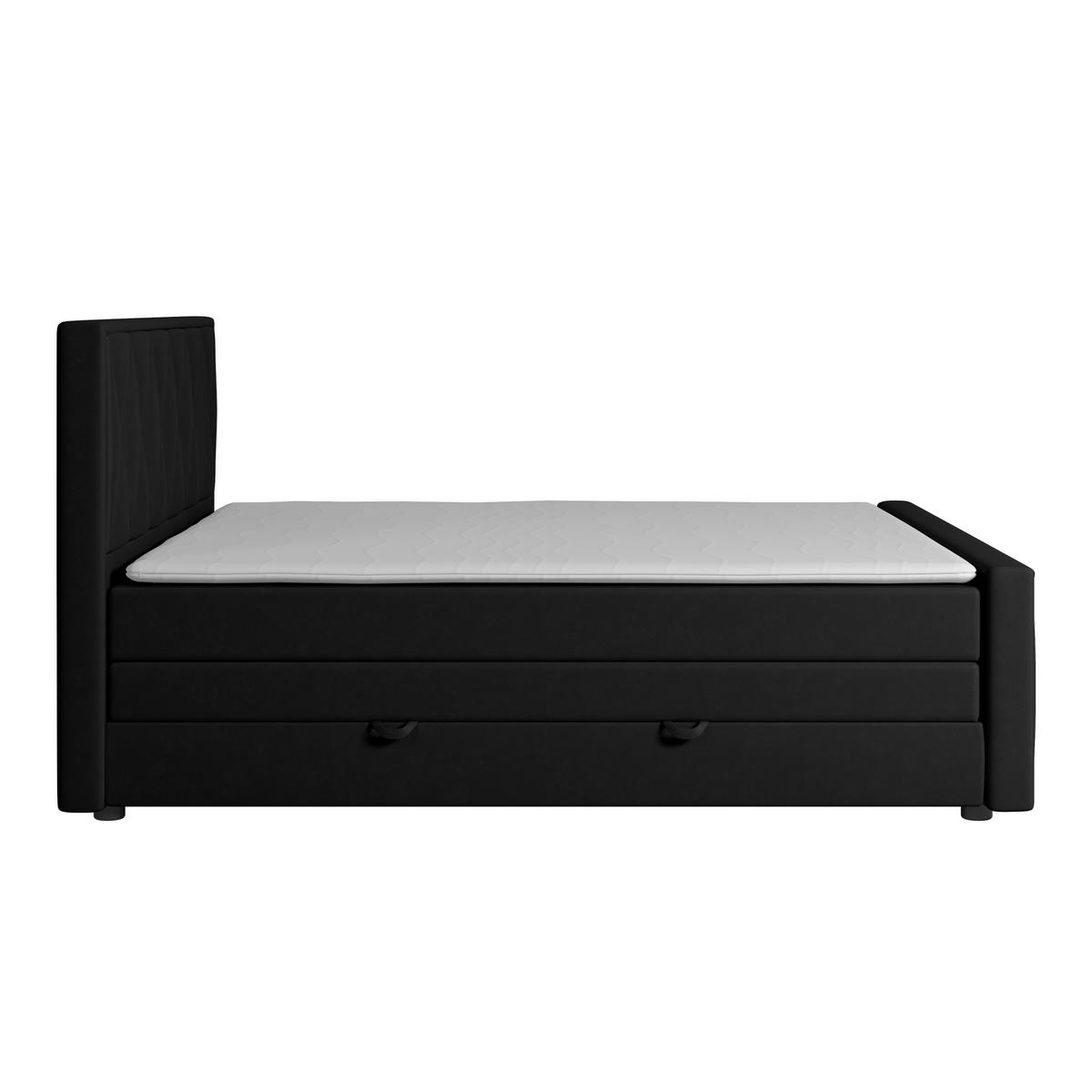 Boxspringbett mit Bettkasten Porto 180x200 cm Schwarz - Schwarz, MODERN, Holzwerkstoff/Kunststoff (180/200cm) - MID.YOU