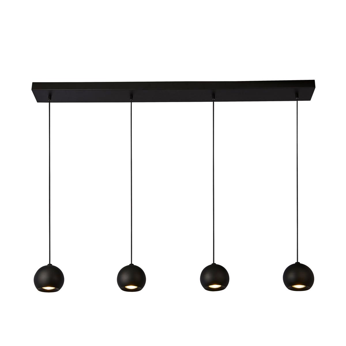 Pendelleuchte H: 200 cm 4-Flammig, höhenverstellbar - Schwarz, Design, Metall (125/12/200cm)