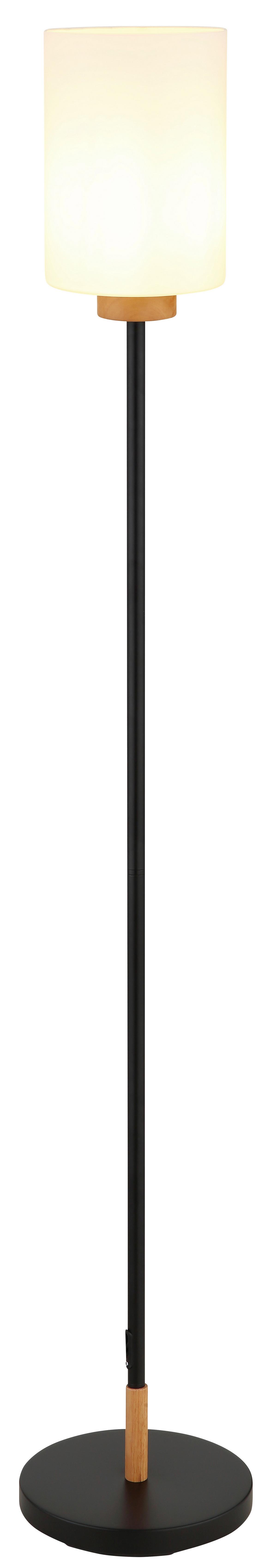 STOJACÍ LAMPA ROWENA - bílá/barvy dubu, Design, kov/dřevo (25/150cm) - Globo