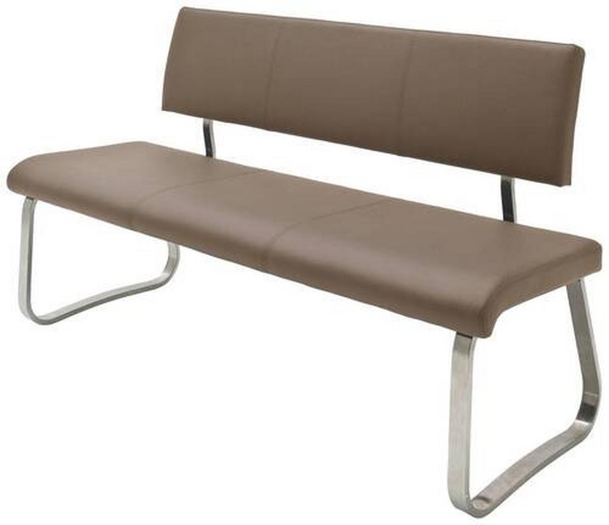 Sitzbank mit Lehne Cappuccino Arco 175x86x59 cm - Edelstahlfarben/Cappuccino, Design, Leder/Metall (175/86/59cm) - Livetastic