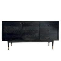 Sideboard Schwarz B: 160 cm - Goldfarben/Schwarz, Natur, Holz (160/81/42cm) - Livetastic