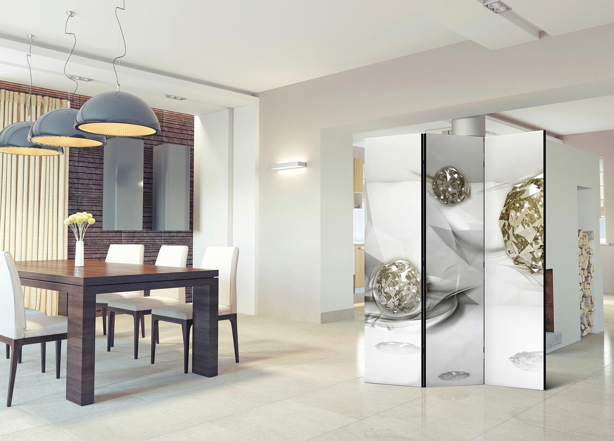 Paravent Beige Perlmutt B: 135 cm - Beige/Perlmutt, Basics, Holz/Textil (135/172/3cm) - artgeist