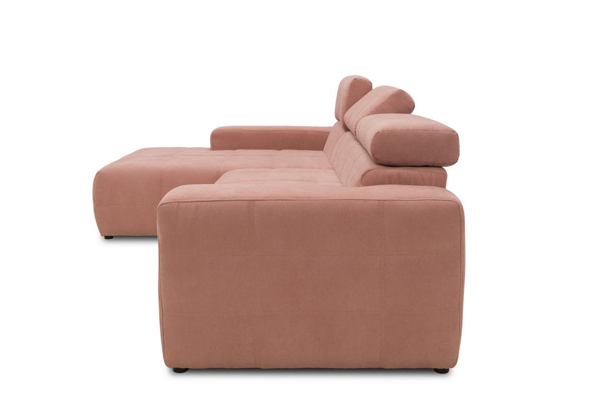 Ecksofa Mit Sitztiefen- Verstellung Brandon Pink - Schwarz/Rosa, Design, Textil (175/285cm) - MID.YOU