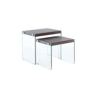 Beistelltisch 2er-set Elementary Braun - Klar/Braun, Basics, Glas/Holzwerkstoff - Kayoom