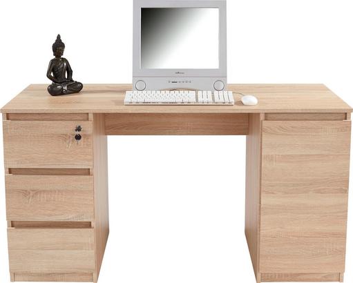 Schreibtisch STEFAN in Eichedekor Abschließbarer Schreibtisch in Eichedekor