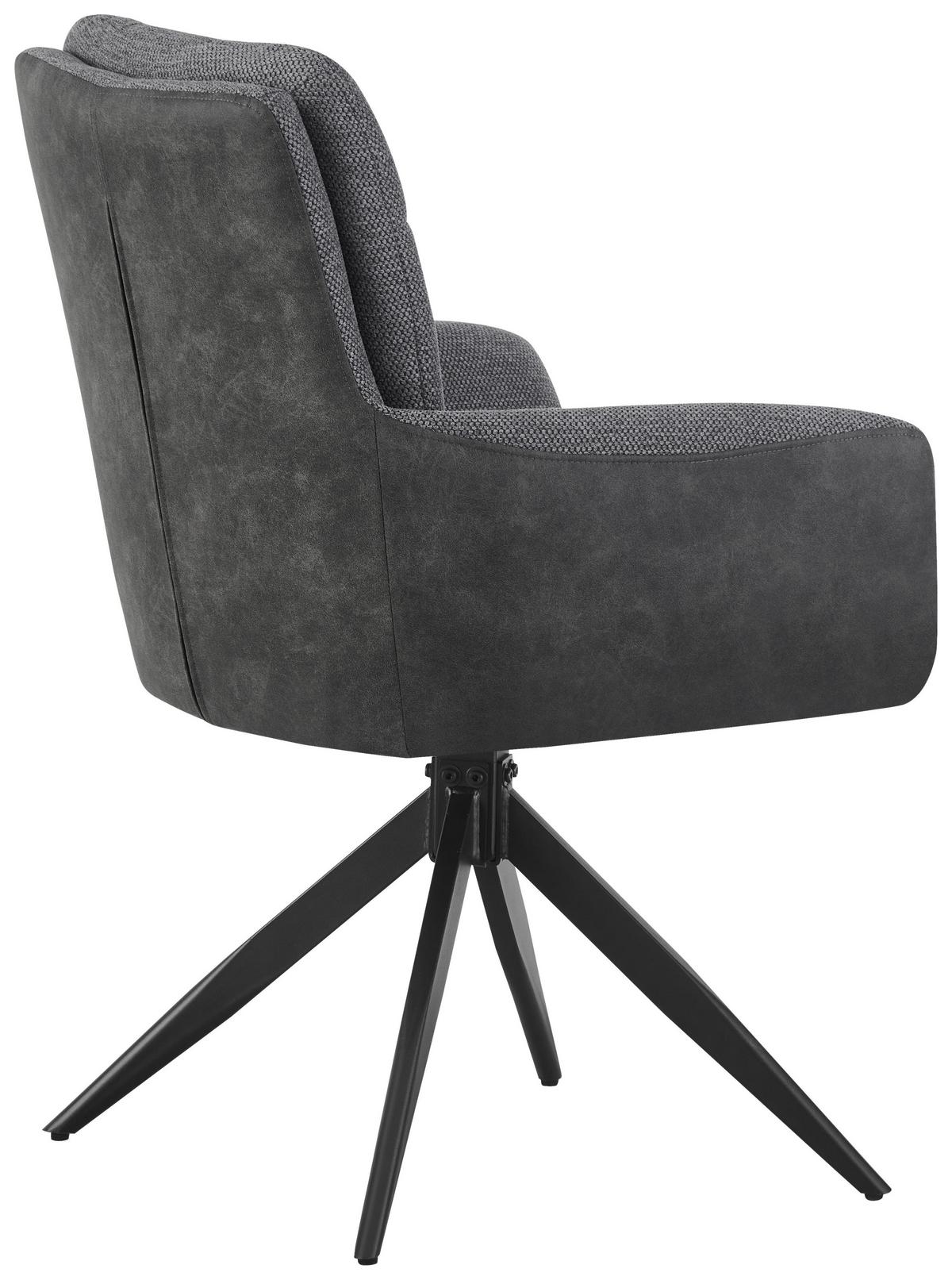 Armlehnstuhl Naim Grau B: 60 cm, 180 ° drehbar - Schwarz/Grau, KONVENTIONELL, Holz/Textil (60/93/66cm) - MID.YOU