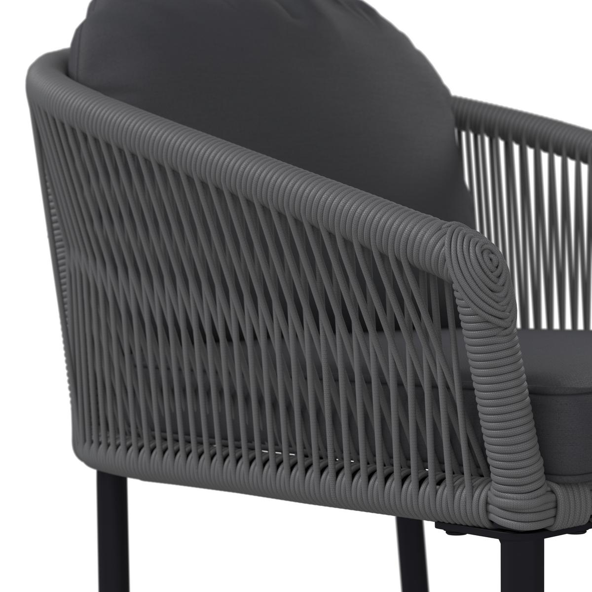 Balkonmöbel Set Capri Metall mit Kissen - Dunkelgrau/Hellgrau, MODERN, Textil/Metall - Beldano