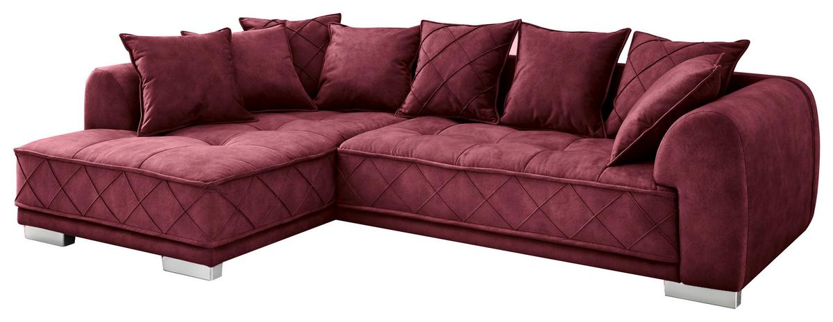 Rohová sedačka SENTINA, oboustranná, bordový velur - bordeaux/barvy stříbra, Basics, textil/plast (319/194cm) - MID.YOU