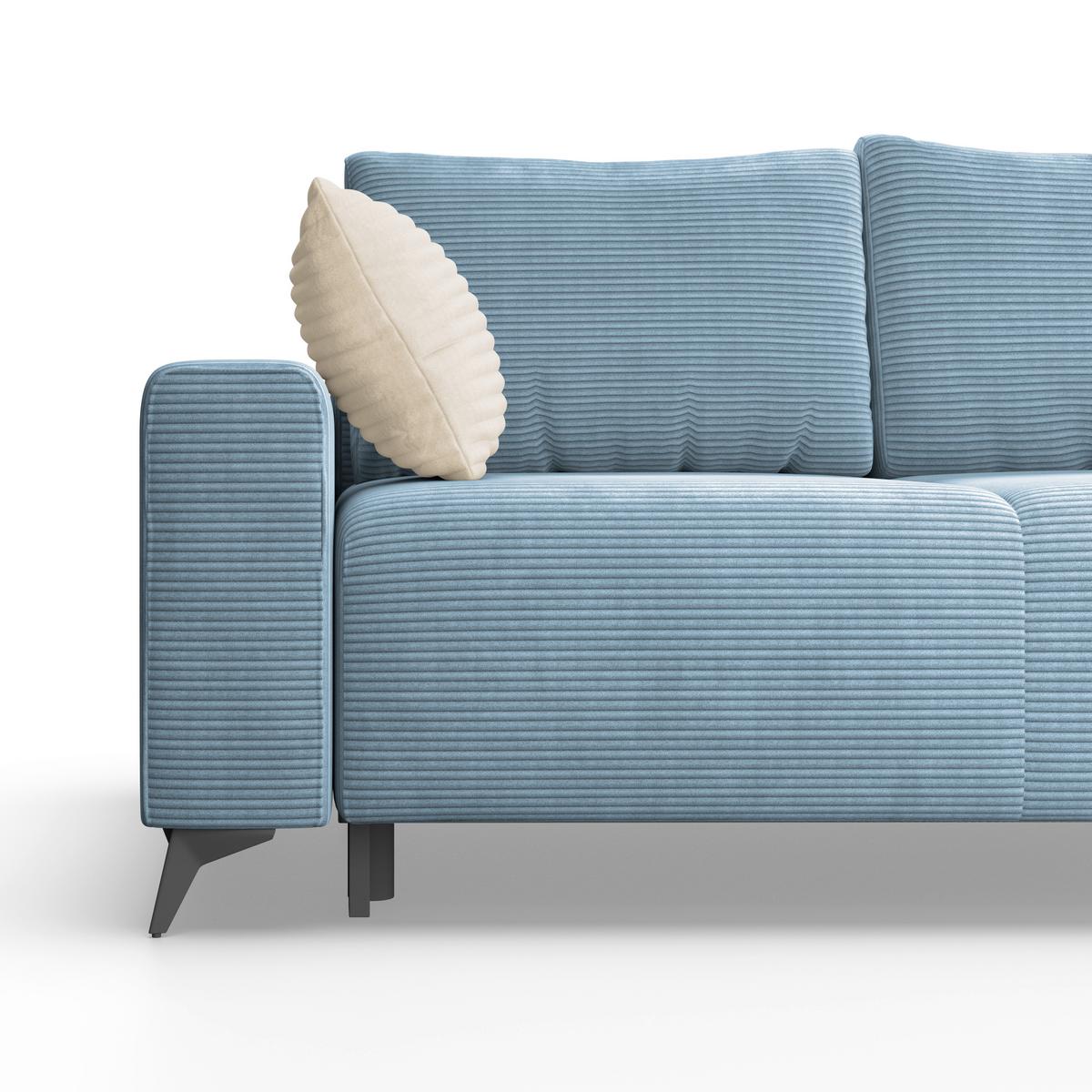 Ecksofa Mit Schlaffunktion Lincoln Blau Cord 270x212 Cm - Blau/Schwarz, MODERN, Textil (270/212cm)