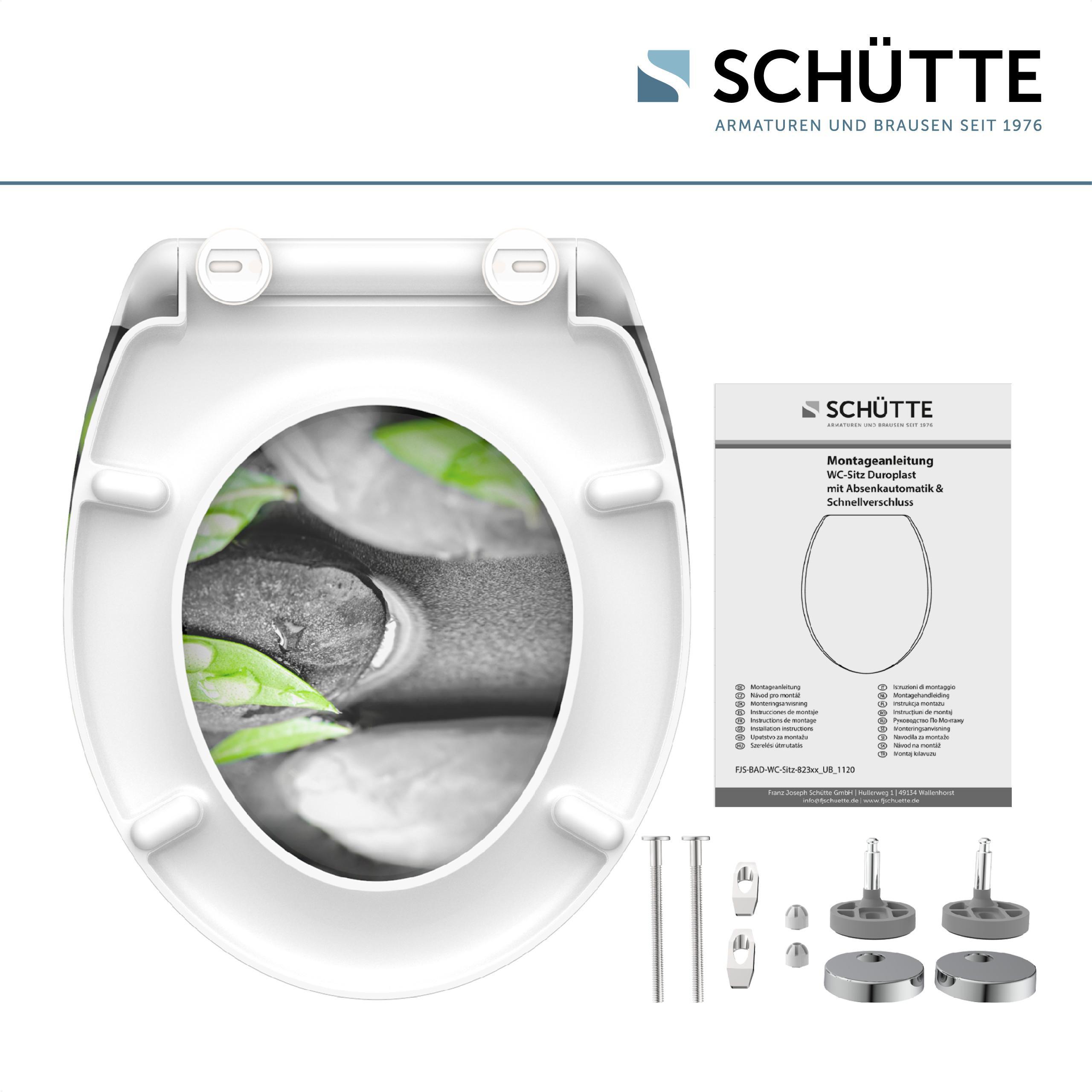 WC-Sitz Grau/Grün Naturmotiv B: 45 cm - Grau/Grün, Design, Kunststoff (45/5,5/37,5cm) - Schütte