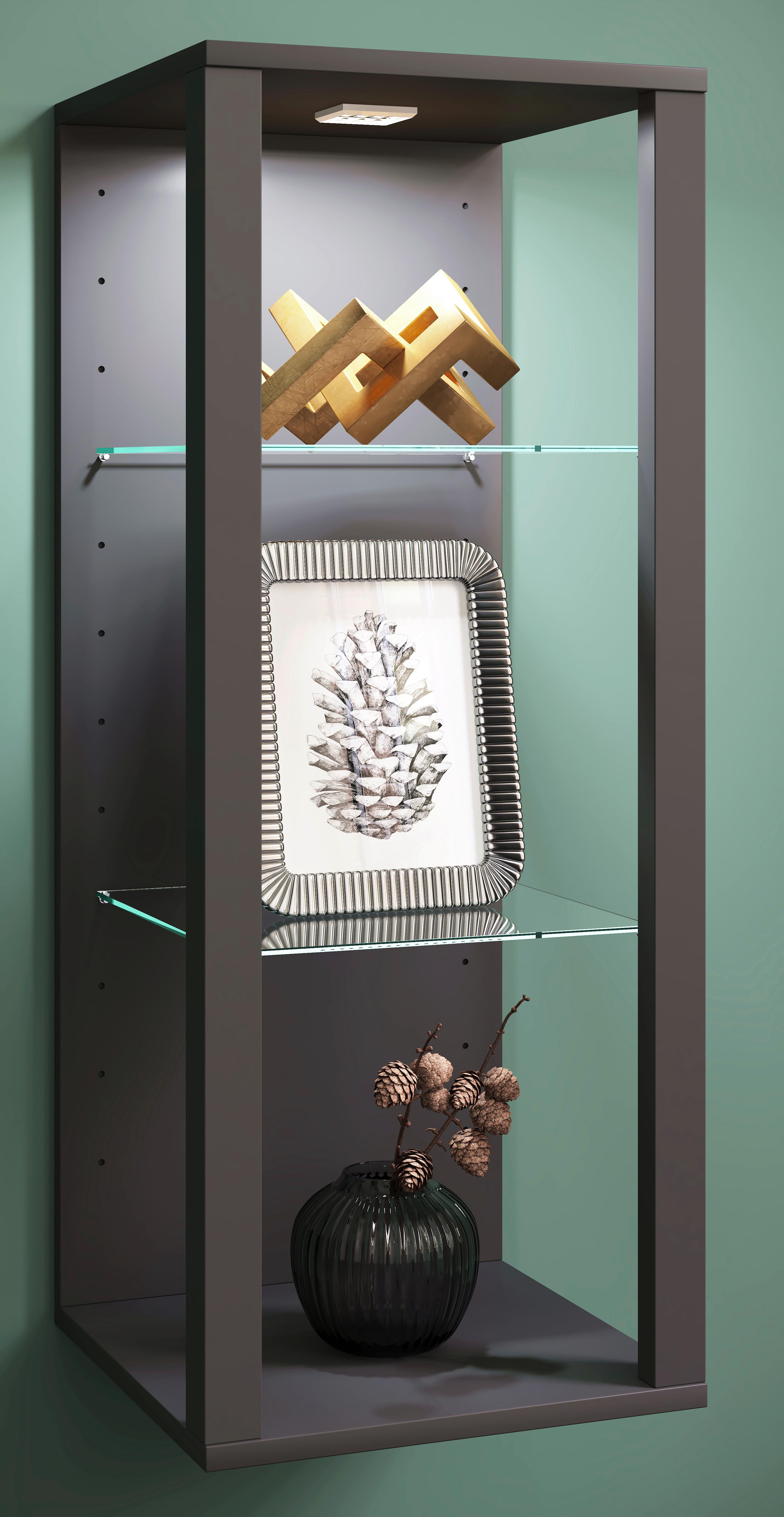 Hängevitrine Glasol Anthrazit B: 35 cm - Anthrazit, Design, Glas/Holzwerkstoff (35/90/35cm) - MID.YOU