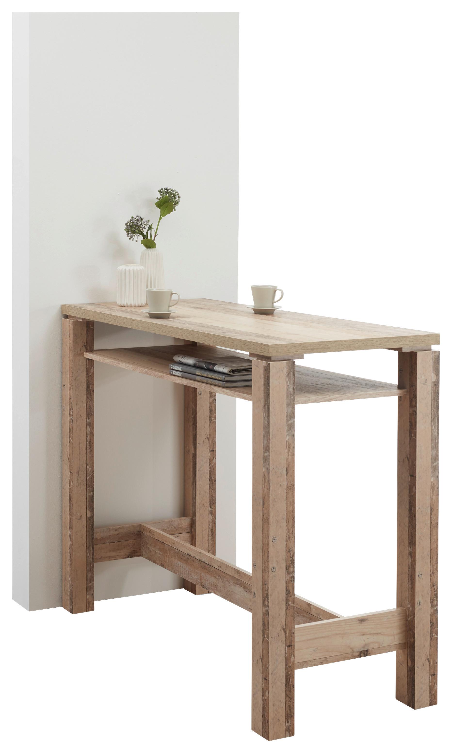 Bartisch Cream 120x55x100 cm Eiche Dekor mit Ablagefach - Eichefarben, Natur, Holzwerkstoff (120/55/100cm) - MID.YOU