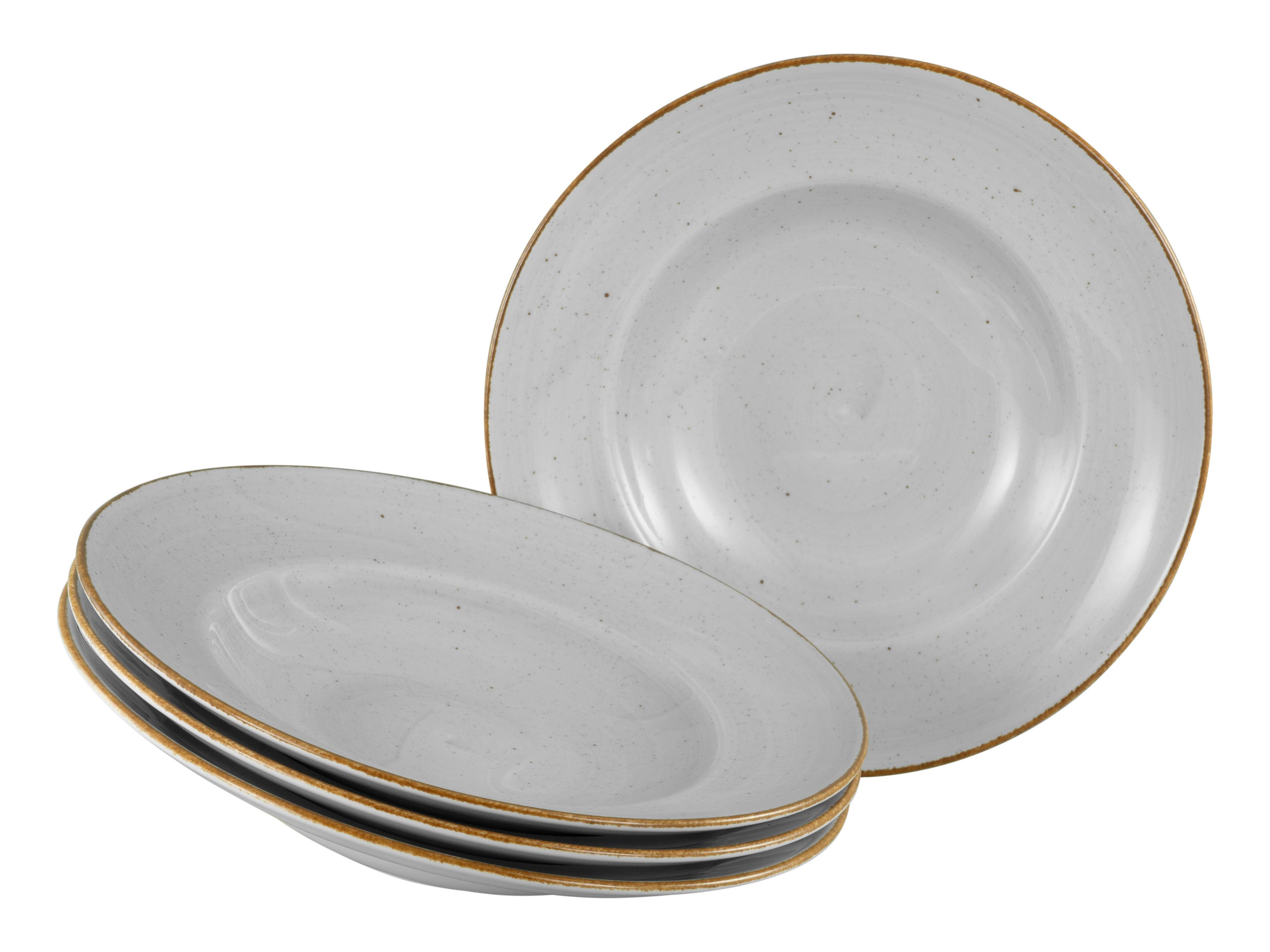 Pastateller Vintage Nature Weiß, Hellgrau 4-tlg - Hellgrau/Weiß, Basics, Keramik (27cm) - Creatable