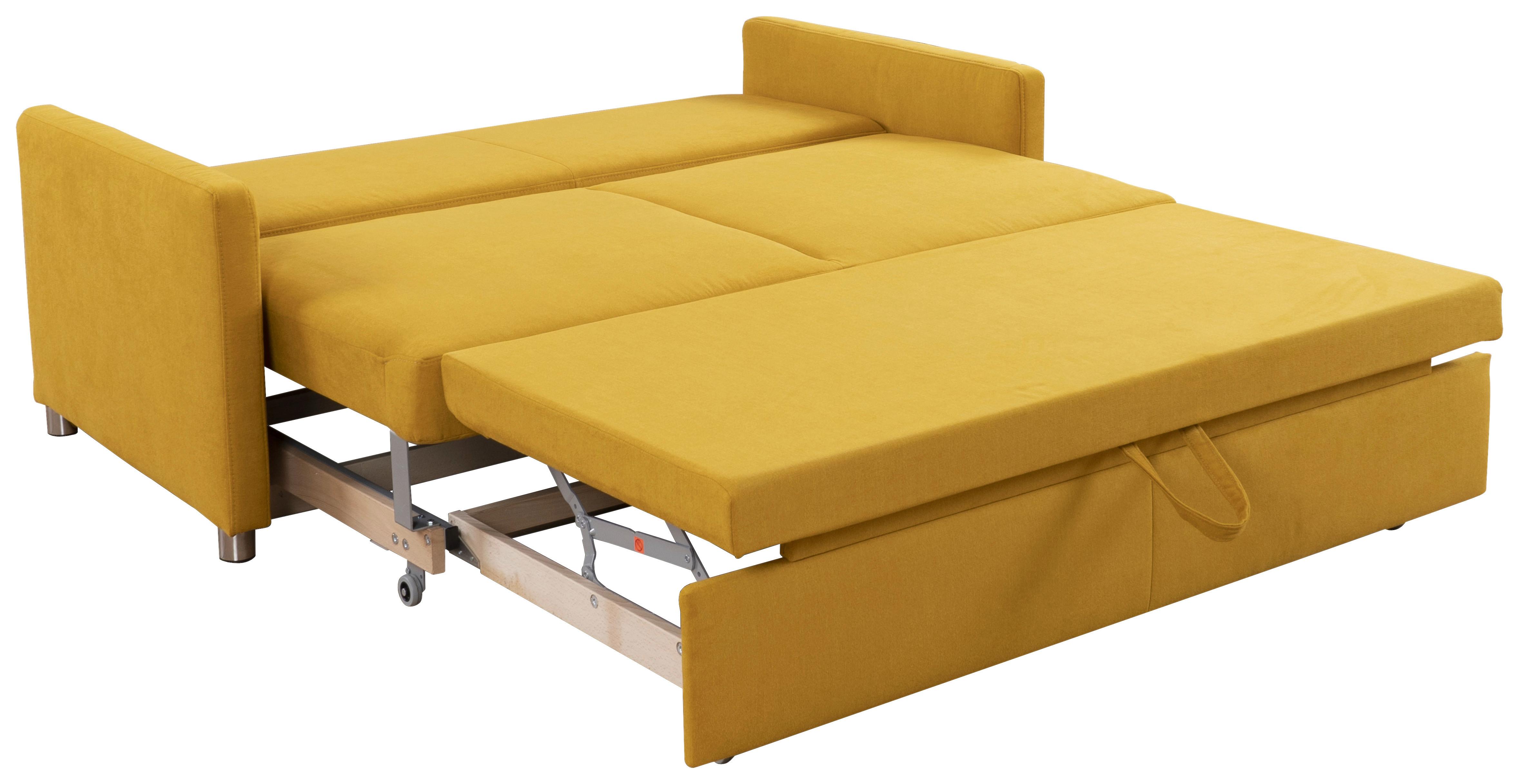 Rozkladacia pohovka na každodenné spanie, žltá, 175 cm, 90 cm, 95 cm