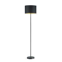 Stehlampe Schwarz/Goldfarben mit Fußschalter, Textilschirm - Goldfarben/Schwarz, Basics, Textil/Metall (35/160cm) - Trio Leuchten