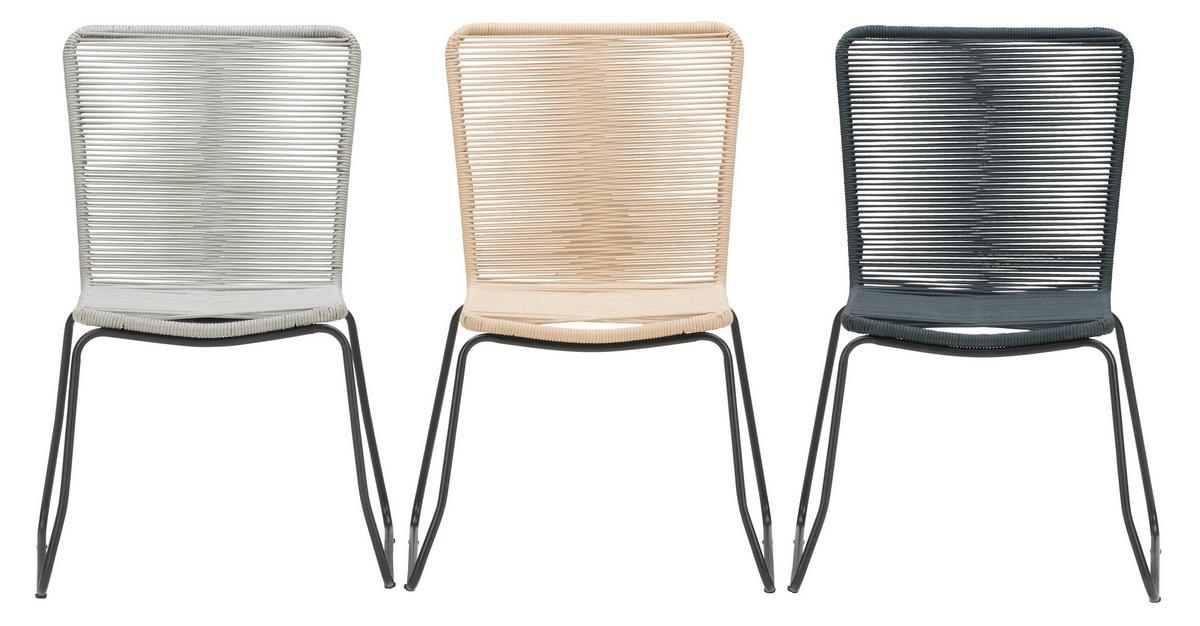 Gartenstuhl Trendy Aus Metall und Kunststoff - Beige/Schwarz, MODERN, Kunststoff/Metall (58/88/62cm) - Beldano
