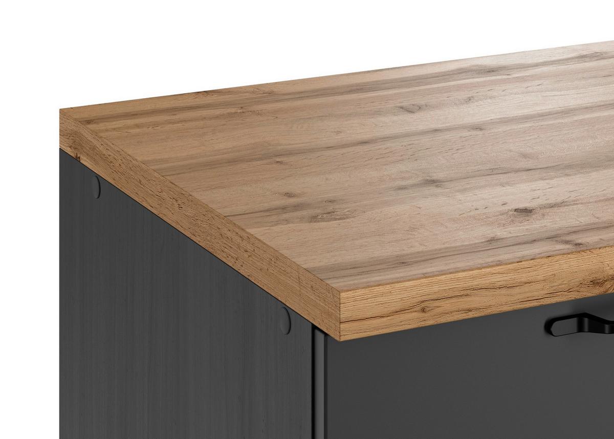 Küchenzeile Meran ohne Geräte B: 360 cm Grau/Eiche Dekor - Eiche Wotan/Grau, LIFESTYLE, Holzwerkstoff (360cm) - Held