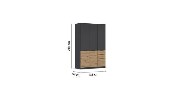 Drehtürenschrank Mit Schubladen 136cm Max-Extra - Eiche Artisan/Grau, KONVENTIONELL, Holzwerkstoff (136/210/54cm) - James Wood