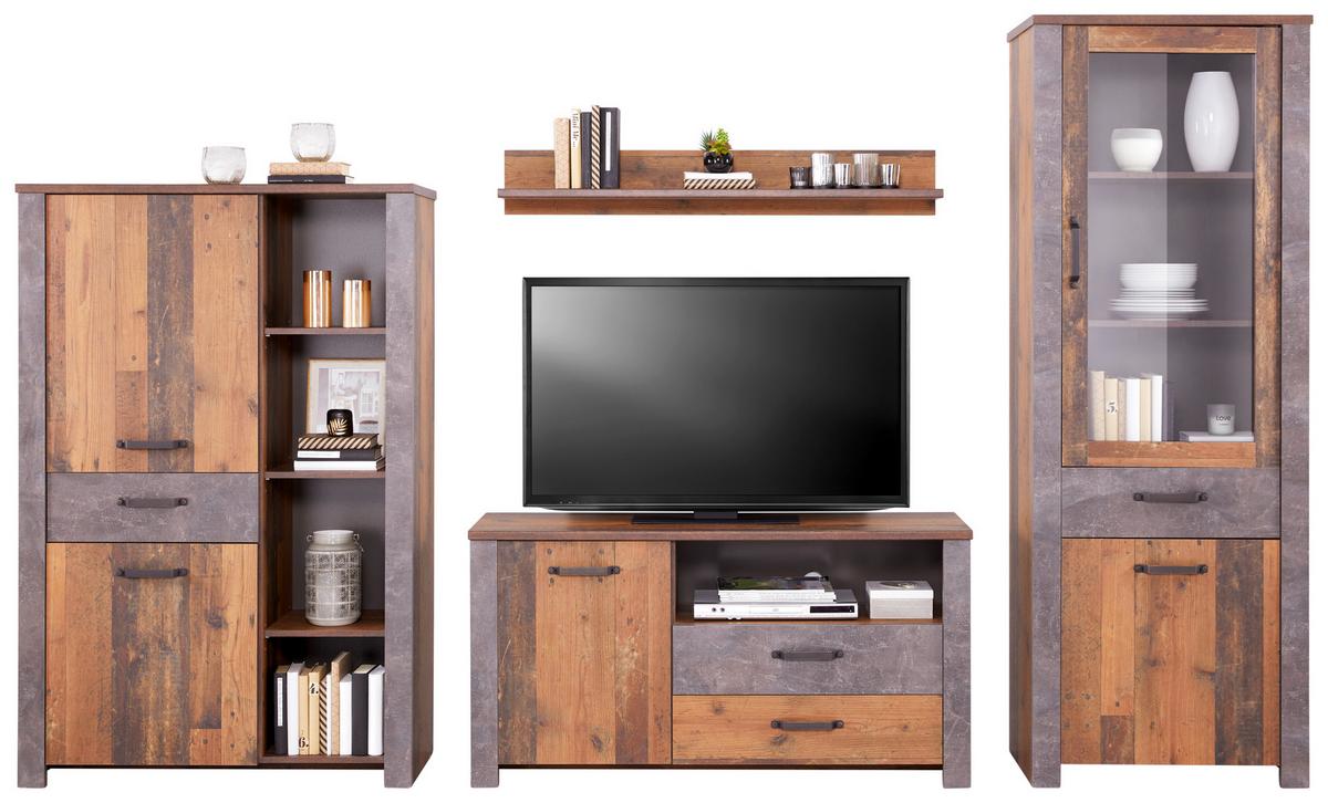 Highboard Mit Soft-close B: 105 Cm Ontario Eiche/grau - Dunkelgrau/Eichefarben, Trend, Holzwerkstoff (105/159/41,5cm) - Ondega