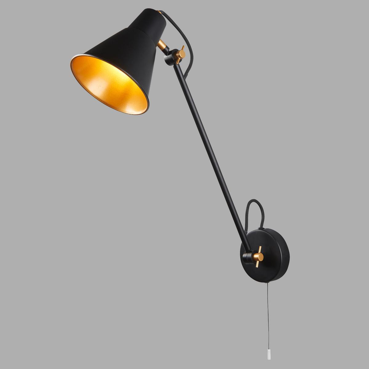 Wandleuchte 6302bk - Schwarz, Basics, Metall (14/39cm)