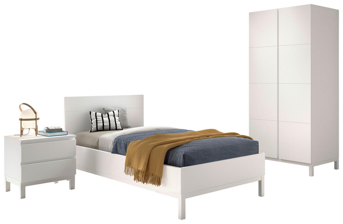 EINZELZIMMER Eva Weiß 3-Teilig - Weiß, MODERN, Holz/Holzwerkstoff - Vipack