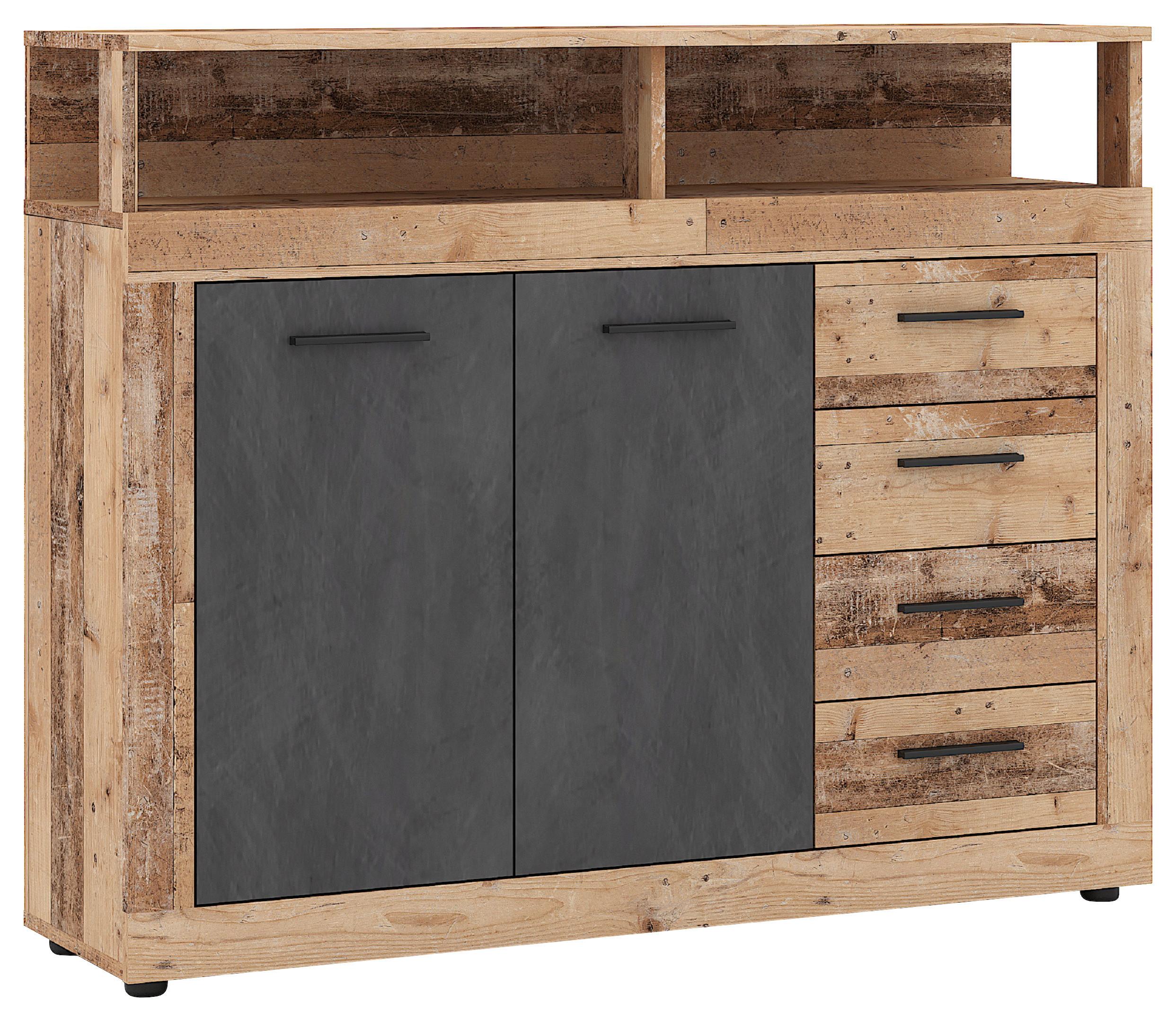 Kommode 119,5cm Luna A Anthrazit - Eichefarben/Anthrazit, Design, Holzwerkstoff (119,5/96,8/32cm) - MID.YOU