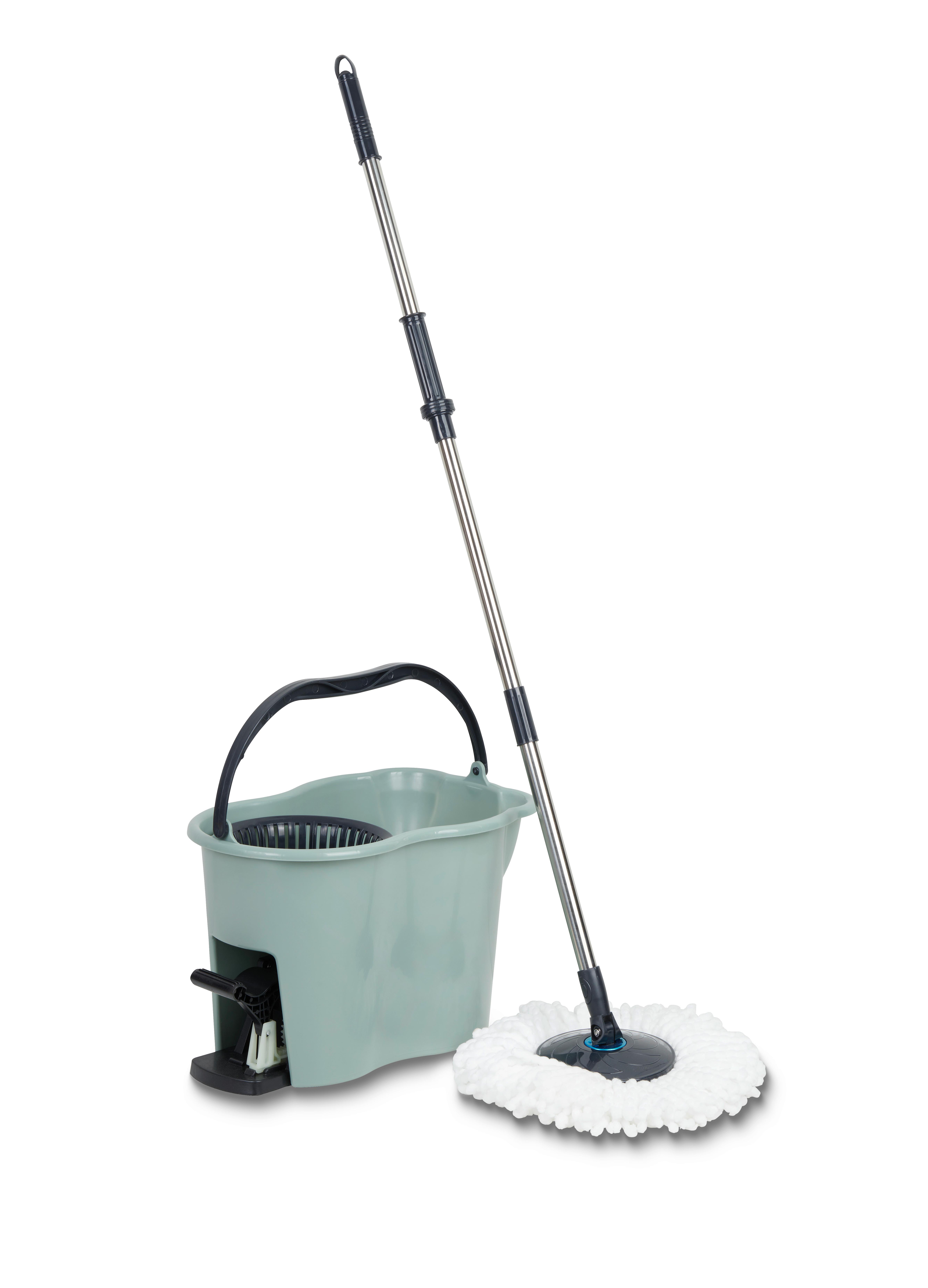 ČISTIACA SADA SPINNING MOP - čierna/biela, kov/textil (44/30/31cm) - Modern Living