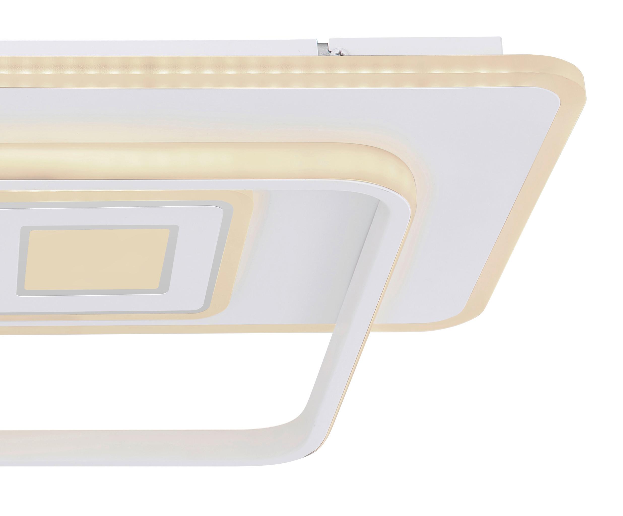 Led-deckenleuchte Roderick L: 44 Cm Mit Fernbedienung - Chromfarben/Opal, Basics, Kunststoff/Metall (44/65/6cm) - Globo